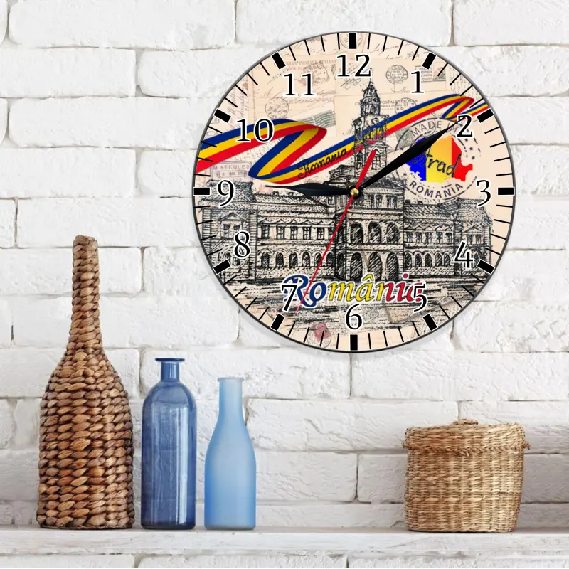 Arad romania, ceas lemn de perete, model 22